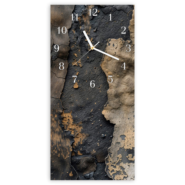 Wanduhr Blätternde Farbe aus Glas – Hochformat 30 × 60 cm mit Ziffernblatt Klassisch