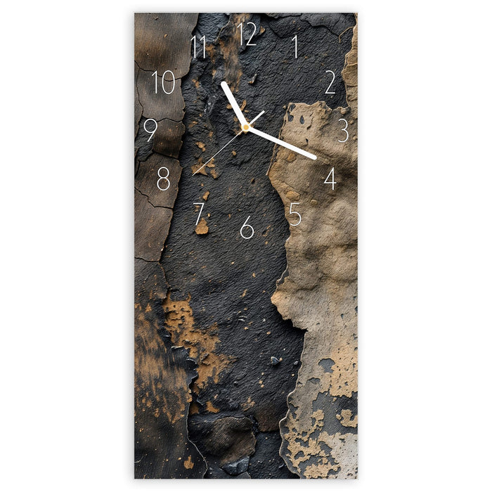 Wanduhr Blätternde Farbe aus Glas – Hochformat 30 × 60 cm mit Ziffernblatt Elegant