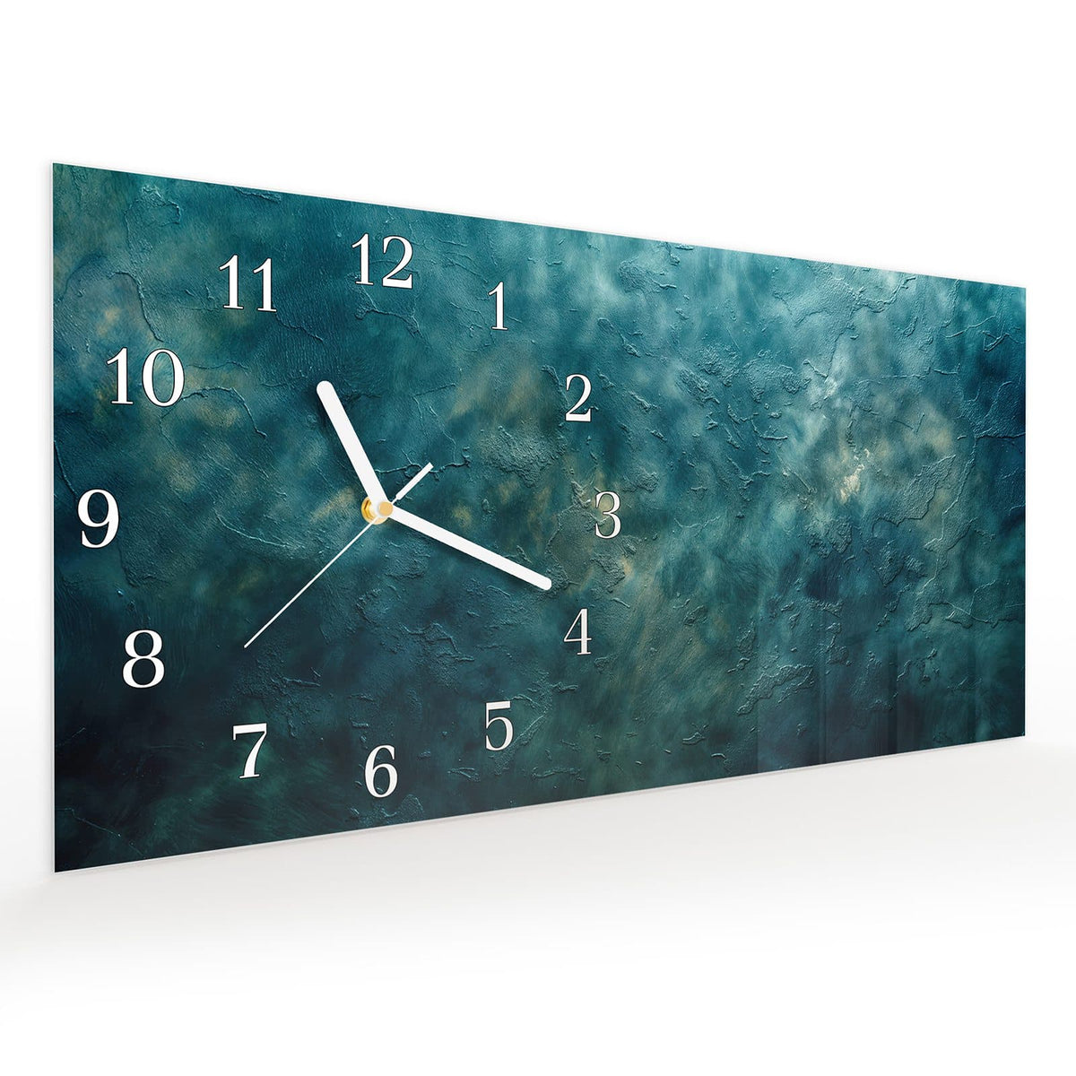 Vormontiert – mit Schwebeeffekt – Wanduhr Texturierte Wand aus Glas – Querformat 60 × 30 cm