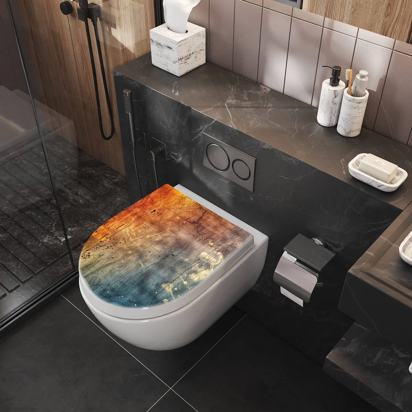 WC-Sitz mit Absenkautomatik Abstrakte Farbkarte