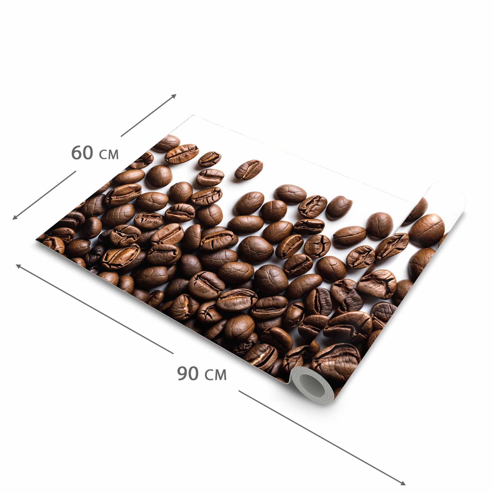 Formstabiler waschbarer Küchenteppich mit Motiv Warme Kaffeebohnen in der Grösse 90x240 cm