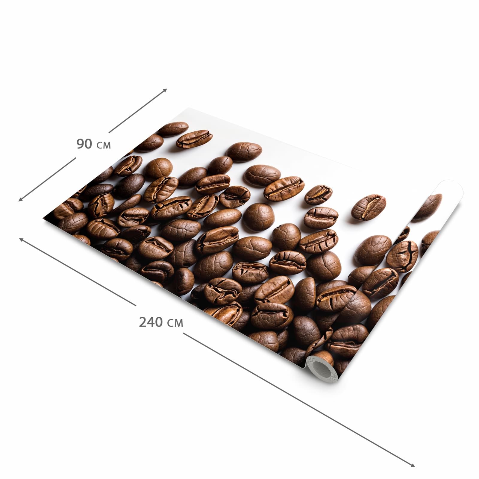 Rutschfester Küchenläufer mit Motiv Warme Kaffeebohnen in der Grösse 90x240 cm für Trittkomfort