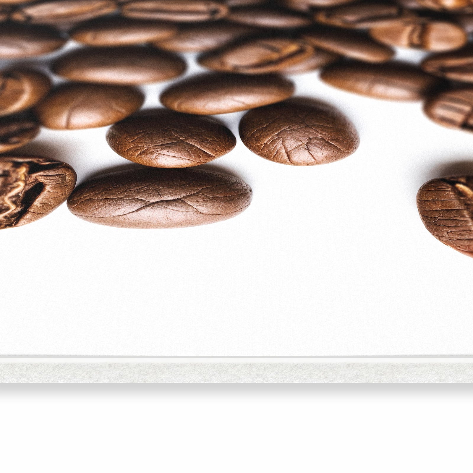 Bodenschonender waschbarer Küchenteppich mit Motiv Warme Kaffeebohnen in seitlicher Ansicht