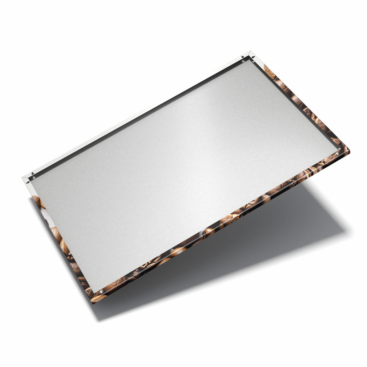 Nur 7 mm – liegt eng an der Wand – Metall Magnettafel - Röstbohnen auf Weiß