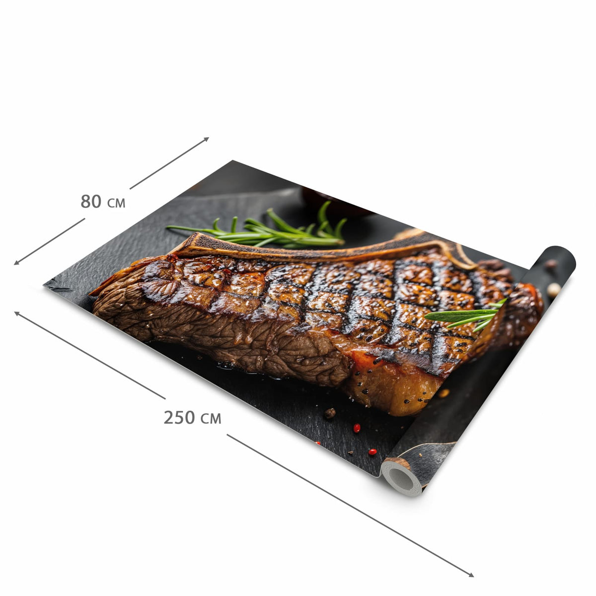 Komfortabler Bodenläufer mit Motiv Gegrilltes Steak in der Grösse 90x240 cm