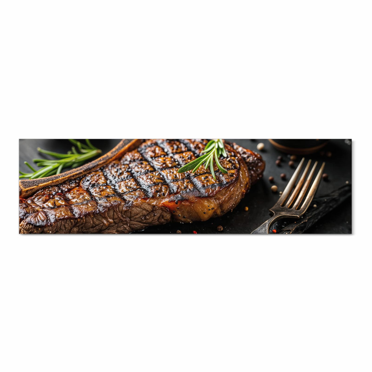 Rutschfester Läufer mit Motiv Gegrilltes Steak in Frontansicht für sicheren Stand