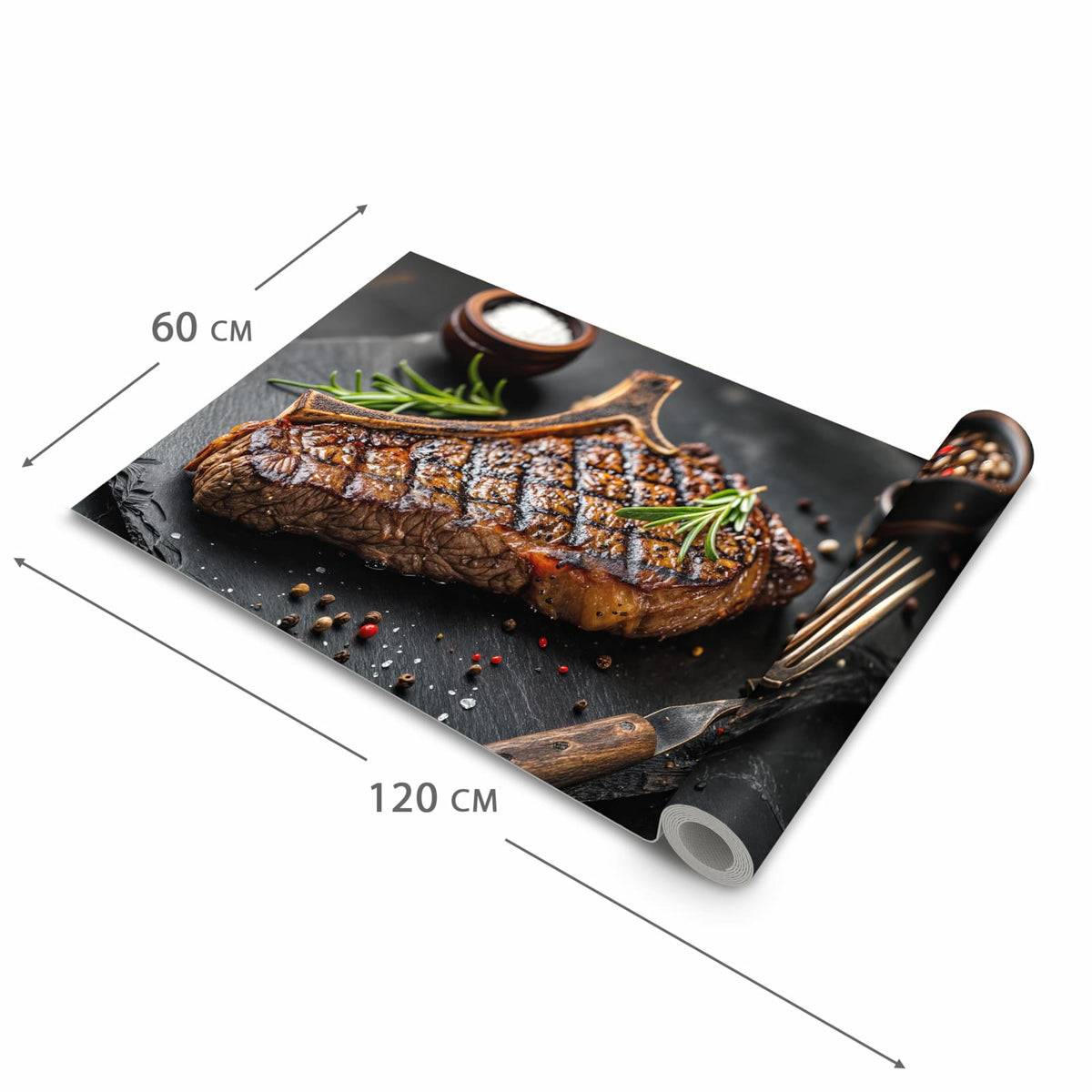 Schmutzabweisender Läufer Eingangsbereich mit Motiv Gegrilltes Steak in der Grösse 90x240 cm