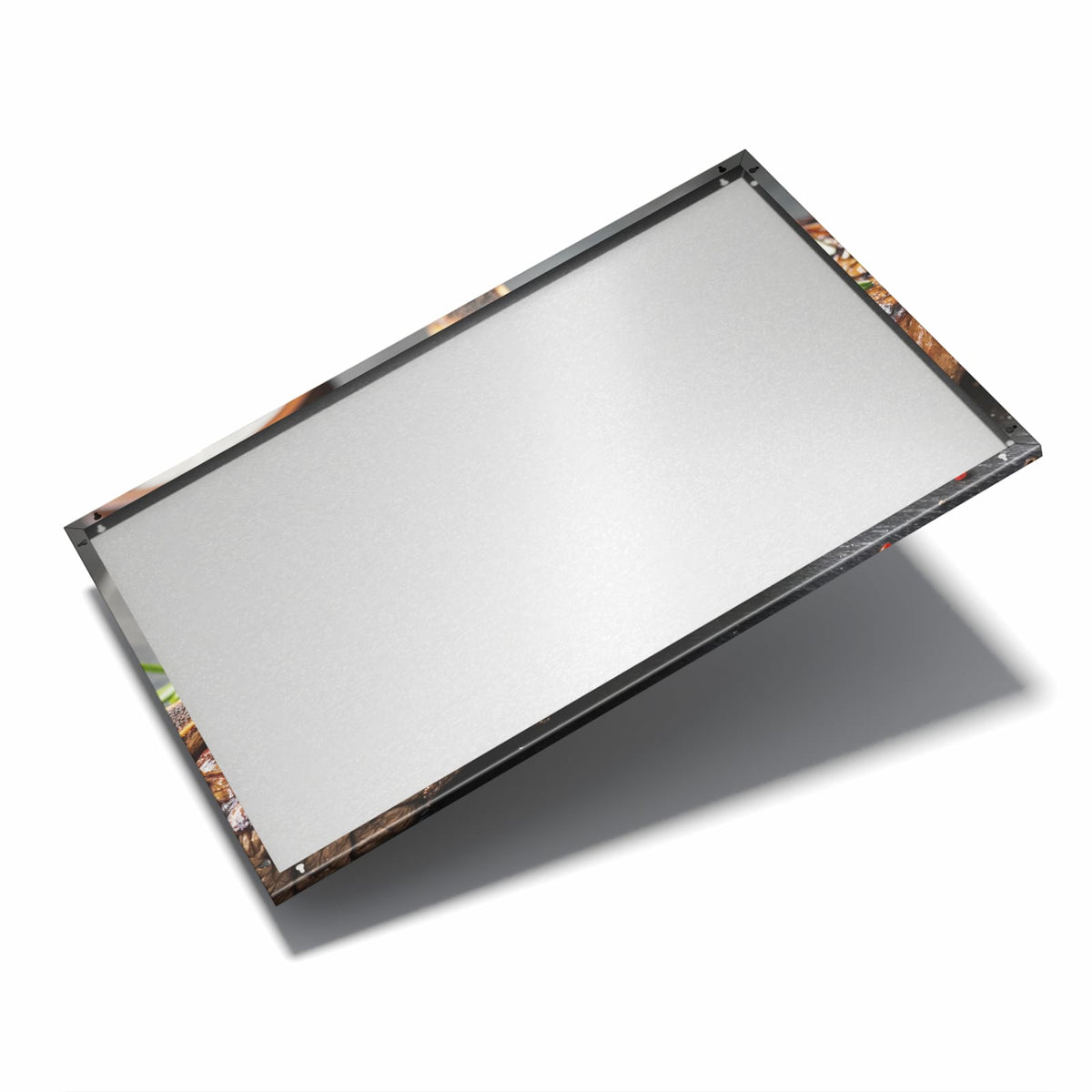 Nur 7 mm – liegt eng an der Wand – Metall Magnettafel - T-Bone-Steak vom Grill