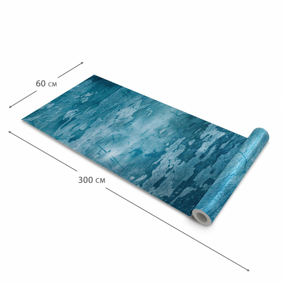 Küchenläufer Abblätterndes Blau zusammengerollt