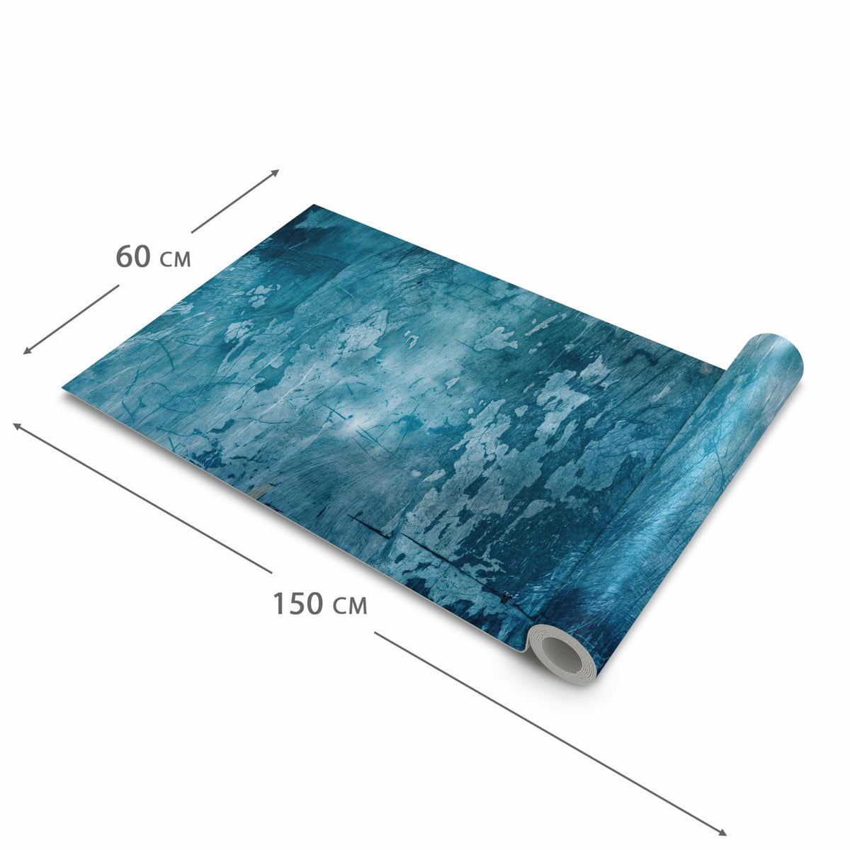 Küchenläufer Abblätterndes Blau zusammengerollt