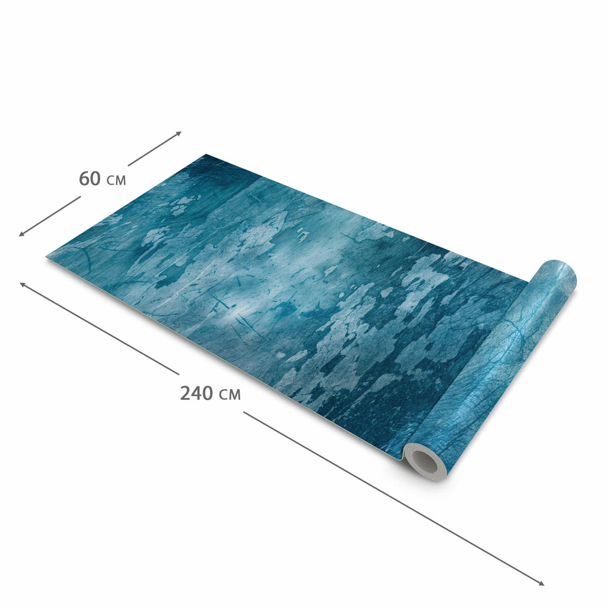 Küchenläufer Abblätterndes Blau zusammengerollt