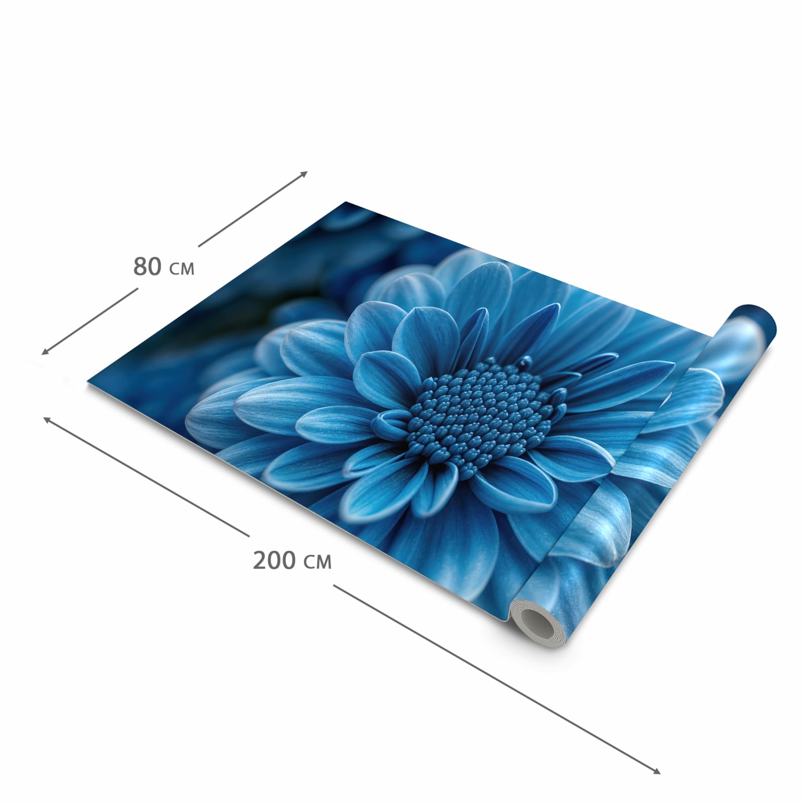 Geräuschdämpfender Küchenläufer mit Motiv Blaue Blume in der Grösse 90x180 cm