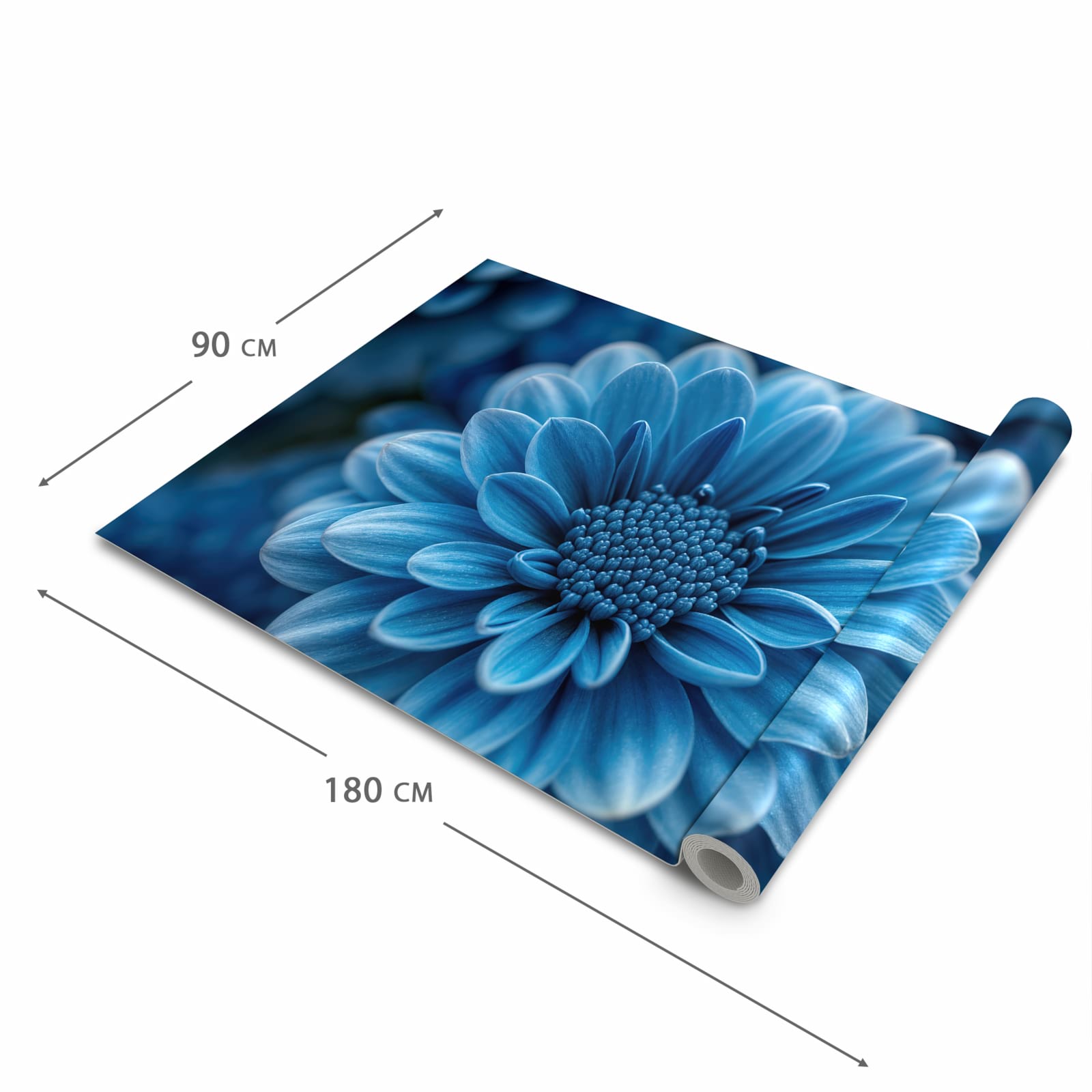 Wasserabweisender waschbarer Küchenläufer mit Motiv Blaue Blume in der Grösse 90x240 cm