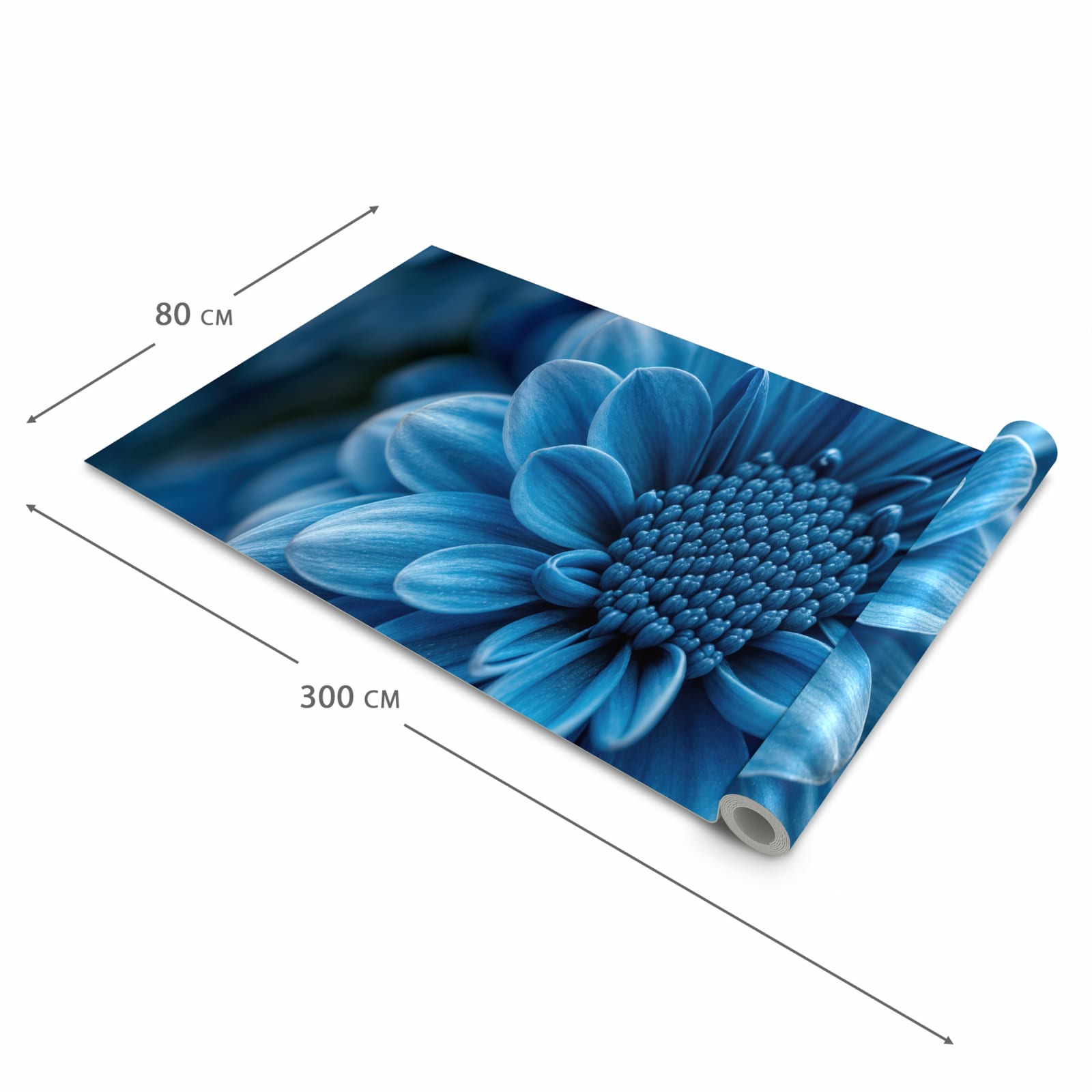 Waschbarer Küchenläufer mit Motiv Blaue Blume in der Grösse 90x240 cm für Trittkomfort