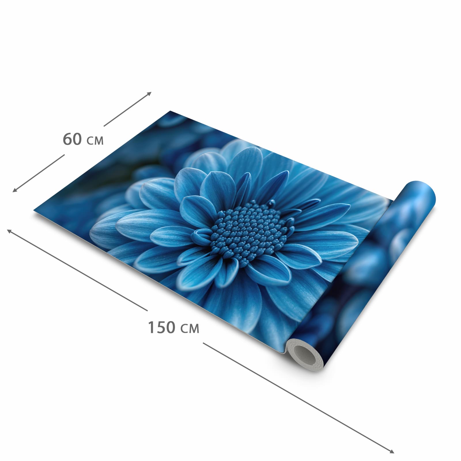 Küchenläufer mit Motiv Blaue Blume in der Grösse 90x180 cm für Ordnung