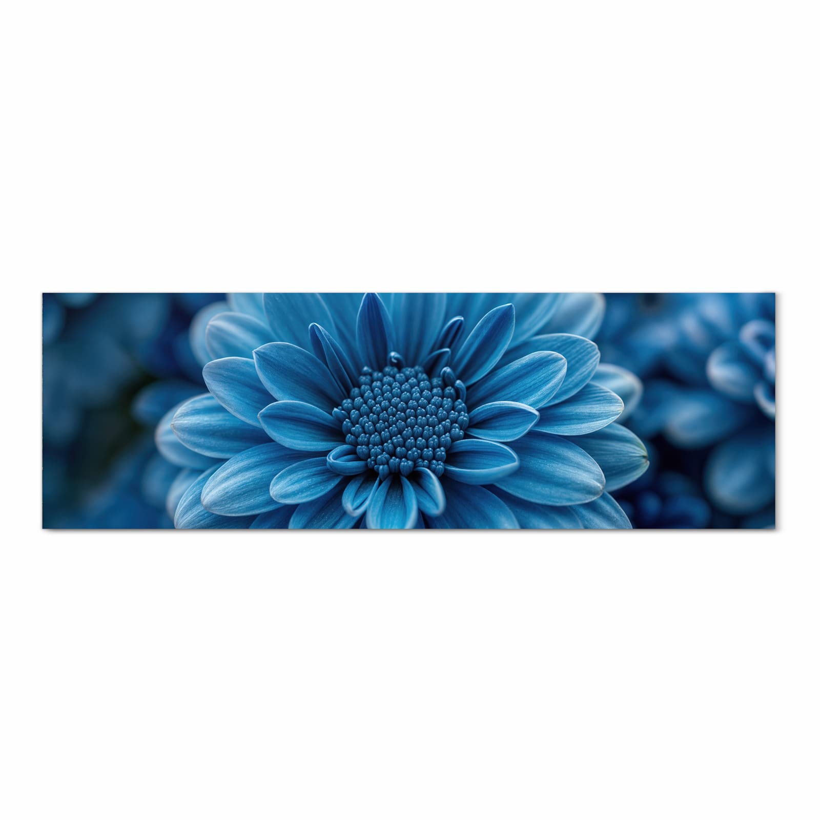 Geruchsneutraler Küchenläufer mit Motiv Blaue Blume in Frontansicht