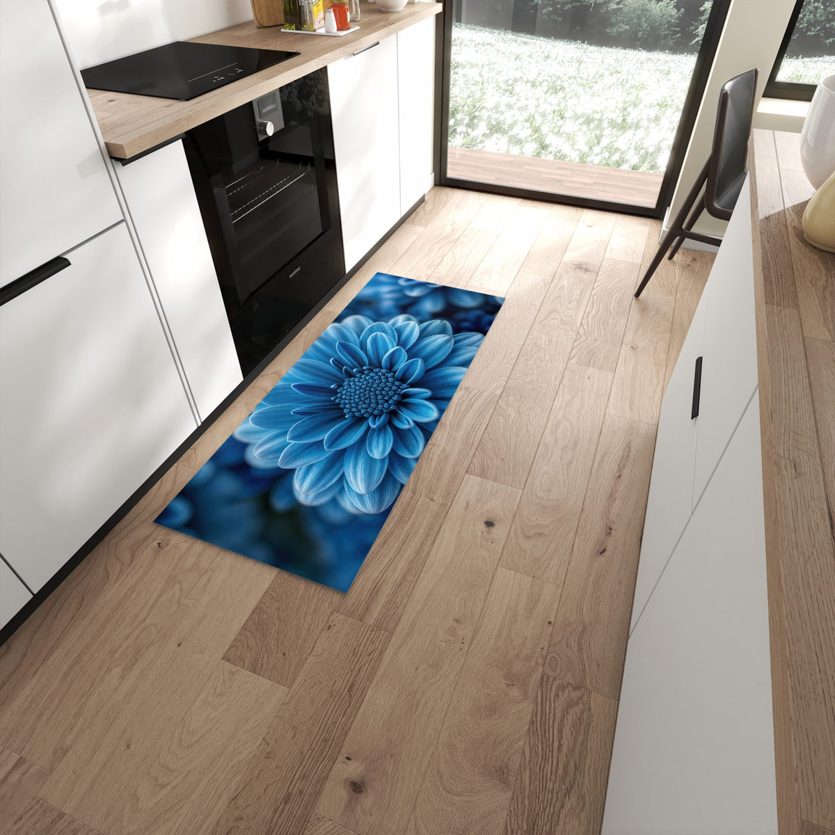 Abwischen statt waschen – Küchenläufer - Blaue Chrysantheme