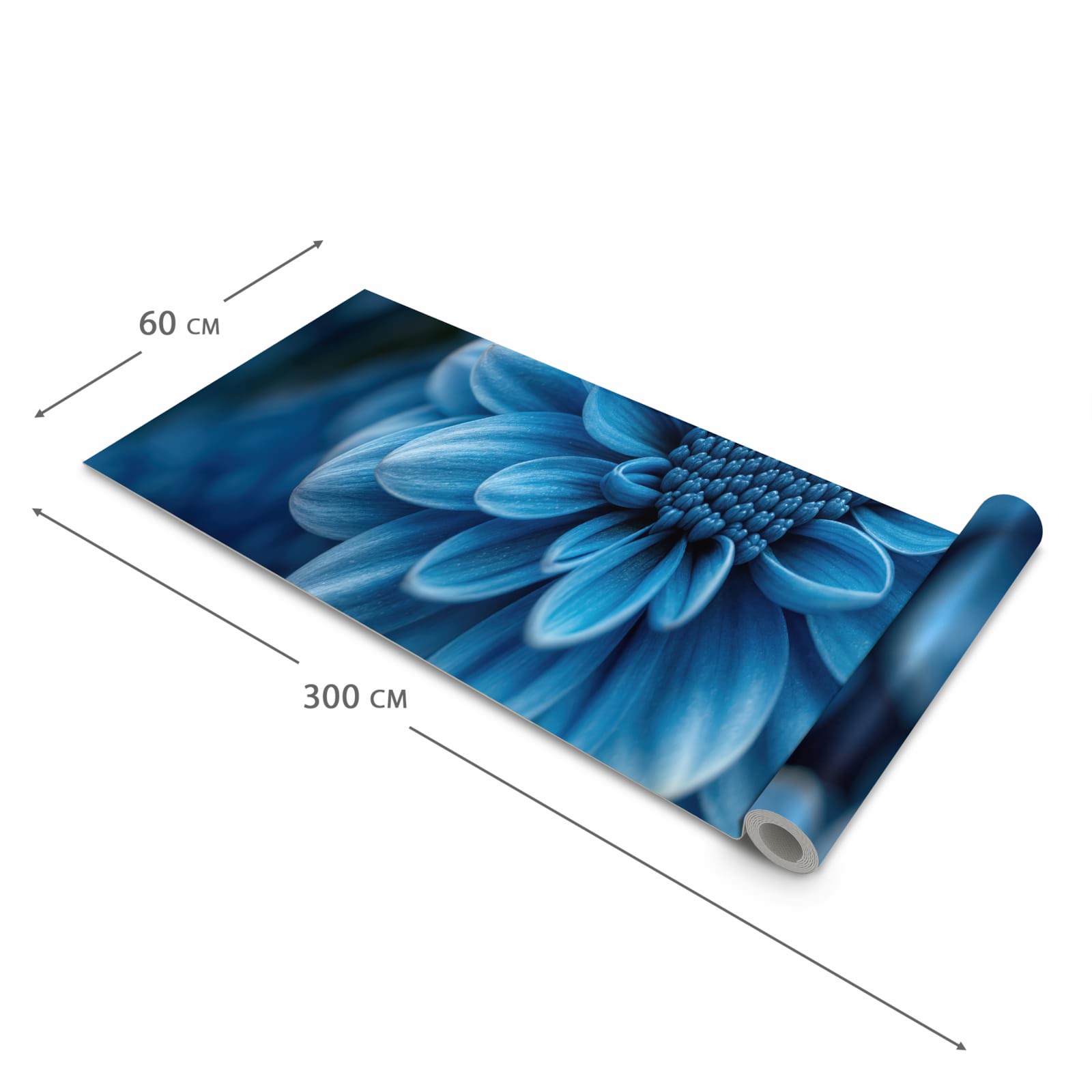 Küchenvorleger mit Motiv Blaue Blume in der Grösse 90x180 cm für sichere Aufbewahrung