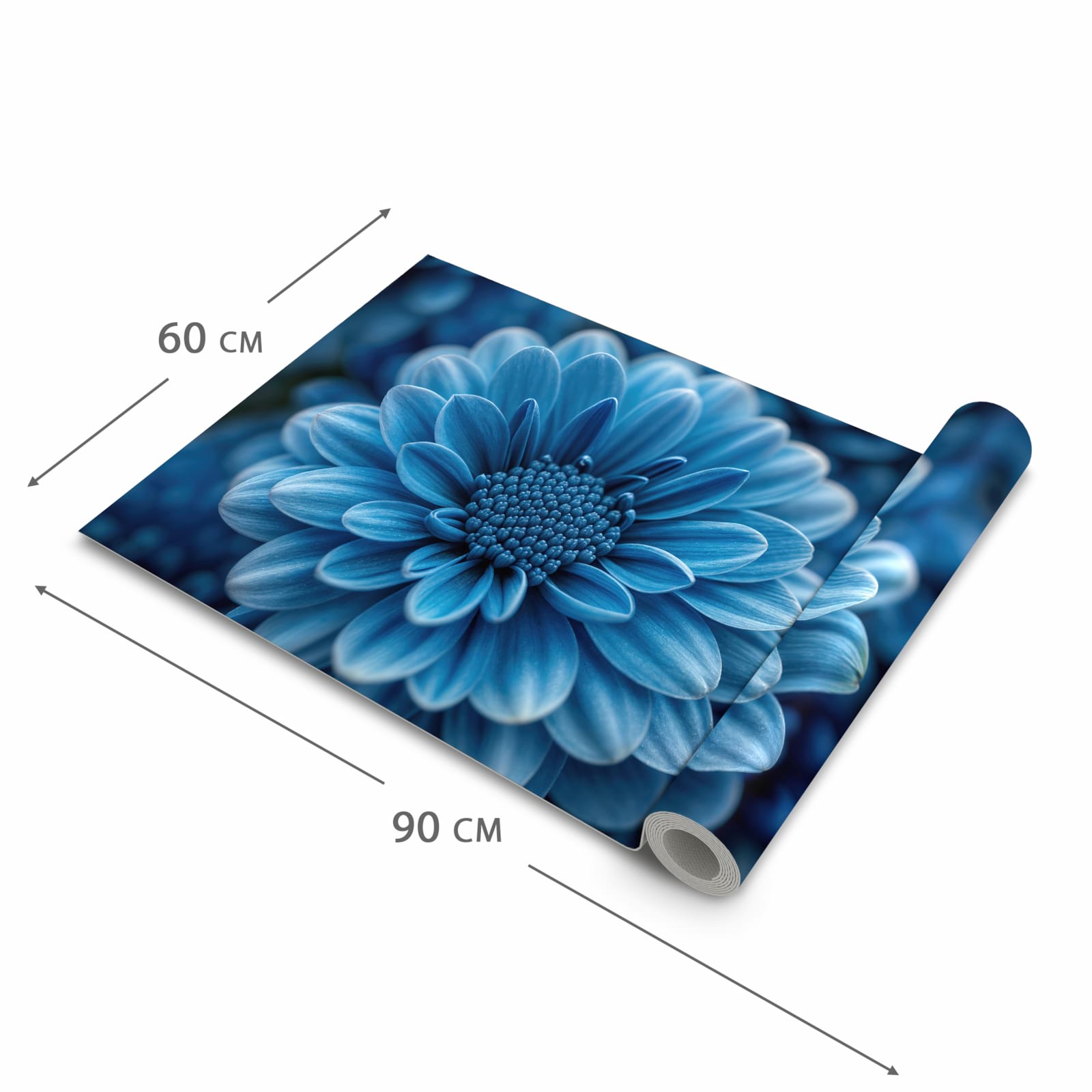 Zeitsparender waschbarer Küchenteppich mit Motiv Blaue Blume in der Grösse 90x180 cm