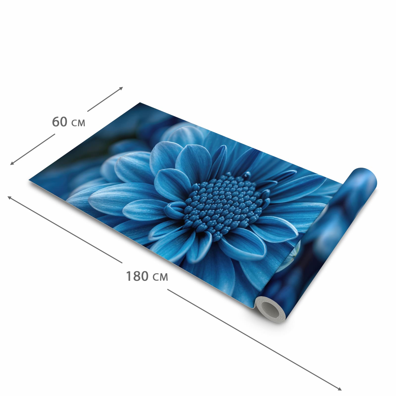 Bodenschonender Küchenläufer mit Motiv Blaue Blume in der Größe 90x180 cm