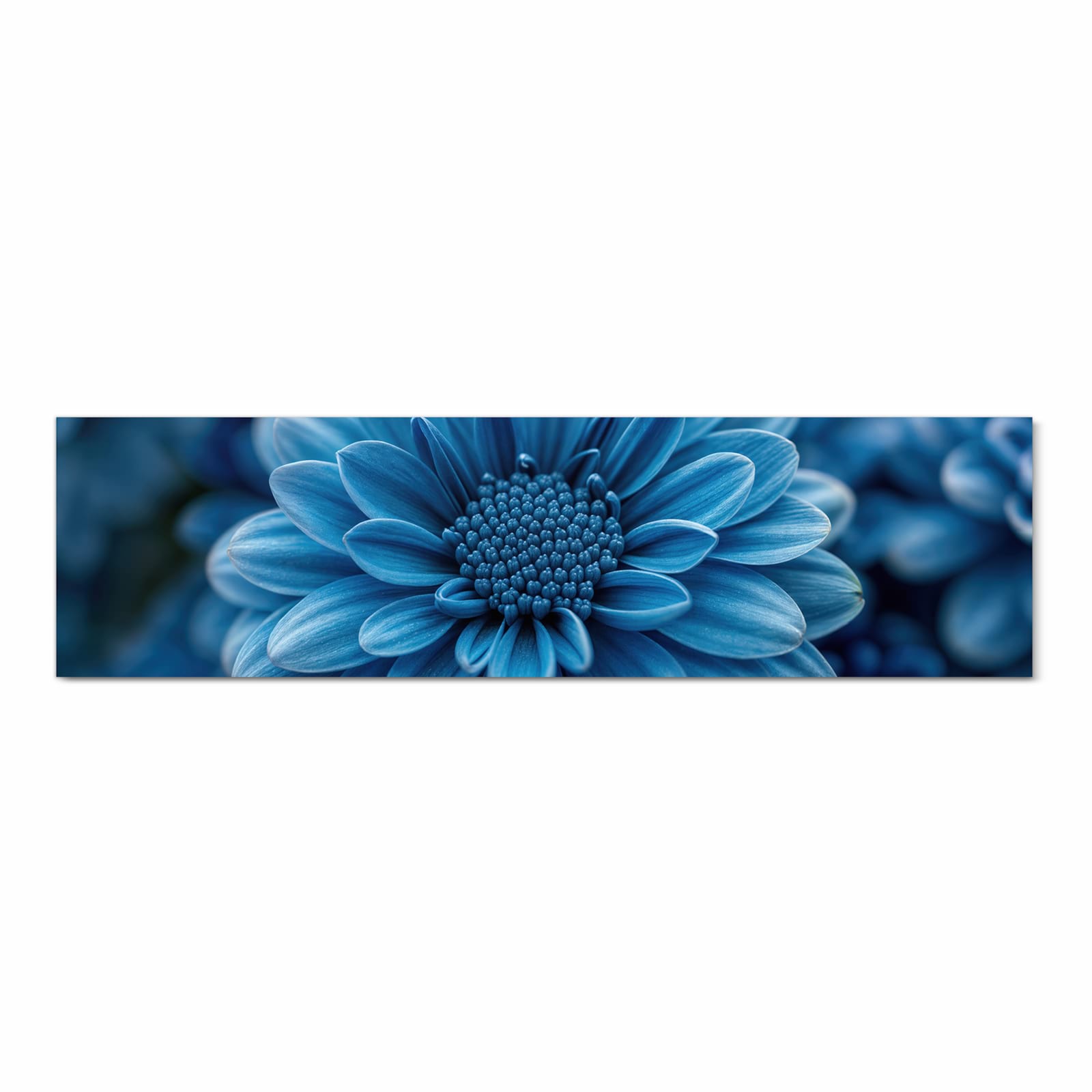 Flacher Küchenteppich mit Motiv Blaue Blume in Frontansicht