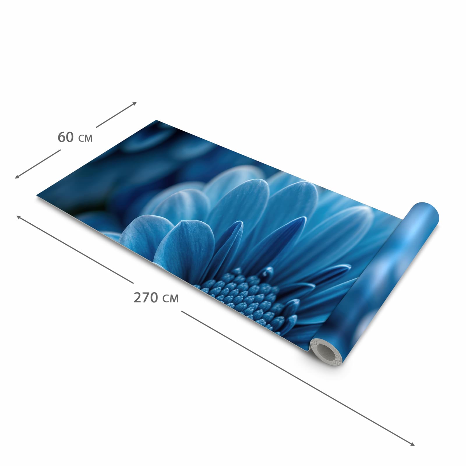 Formstabiler Küchenläufer mit Motiv Blaue Blume in der Grösse 90x180 cm