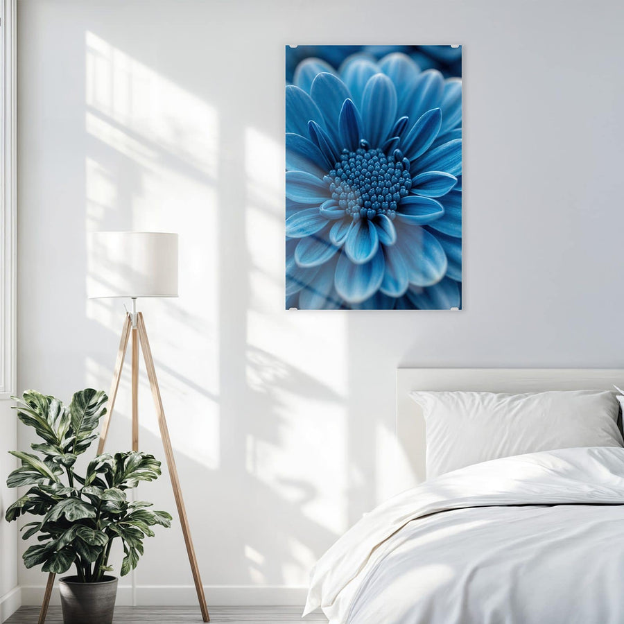 Maße Wandbild - Blaue Chrysantheme - Hochformat