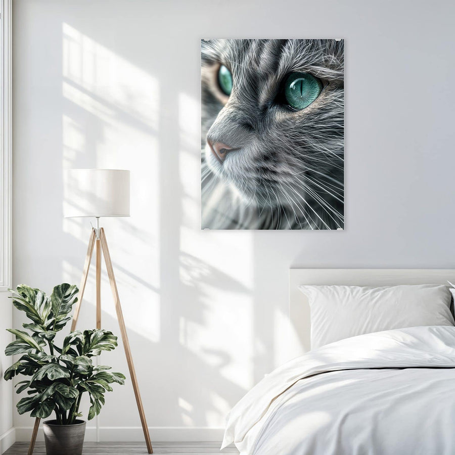 Maße Wandbild - Katze mit Smaragdaugen - Hochformat