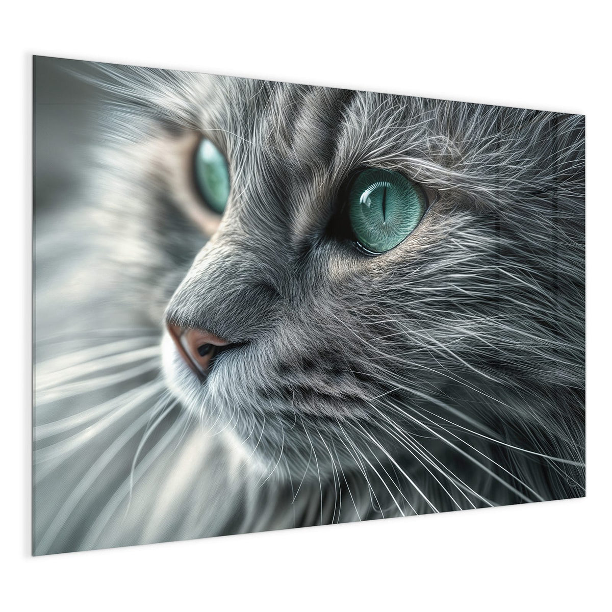 4 mm Glas statt lackiertem Blech – Glas Magnettafel - Katze mit Smaragdaugen