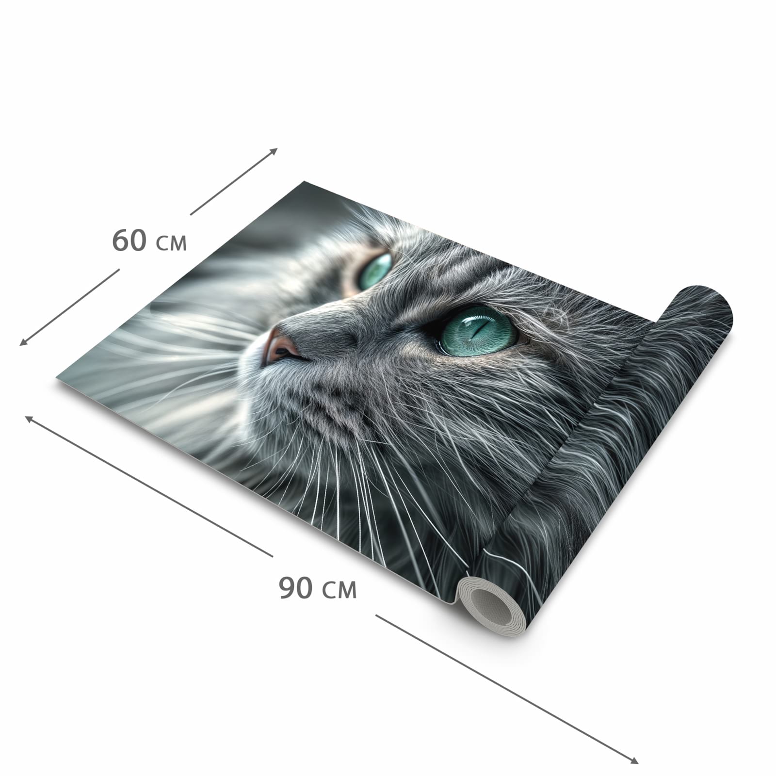 Küchenteppich mit Motiv Katze von Nahaufnahme in der Grösse 90x180 cm für angenehme Haptik