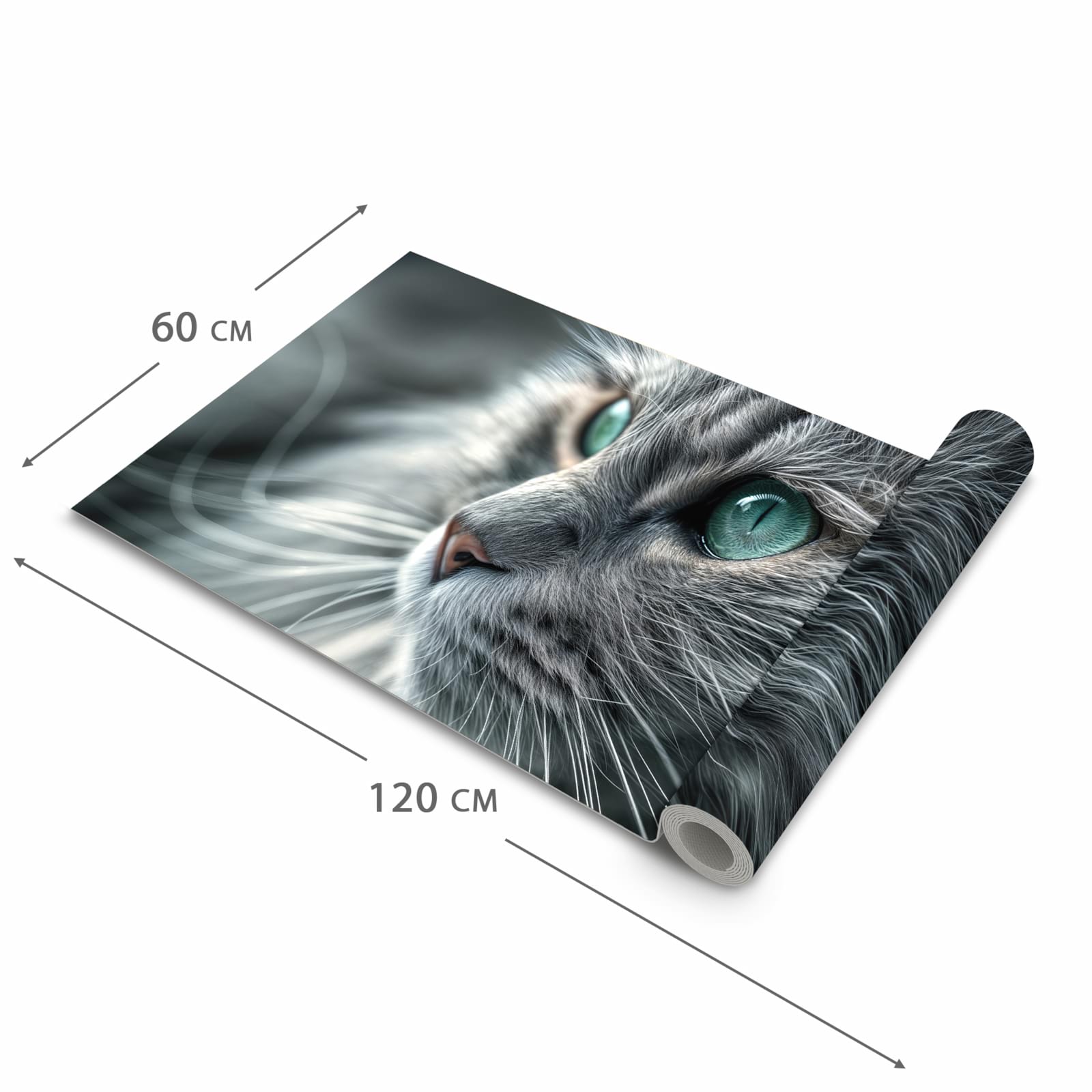 Langlebiger moderner Küchenläufer mit Motiv Katze von Nahaufnahme in der Grösse 90x180 cm