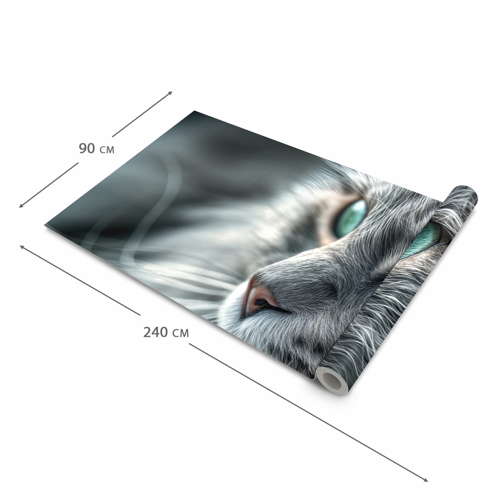 Feuchtigkeitsresistenter Küchenteppich mit Motiv Katze von Nahaufnahme in der Grösse 90x180 cm