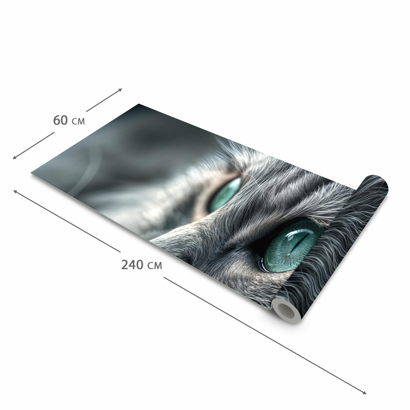 Komfortabler moderner Küchenläufer mit Motiv Katze von Nahaufnahme in der Grösse 90x180 cm