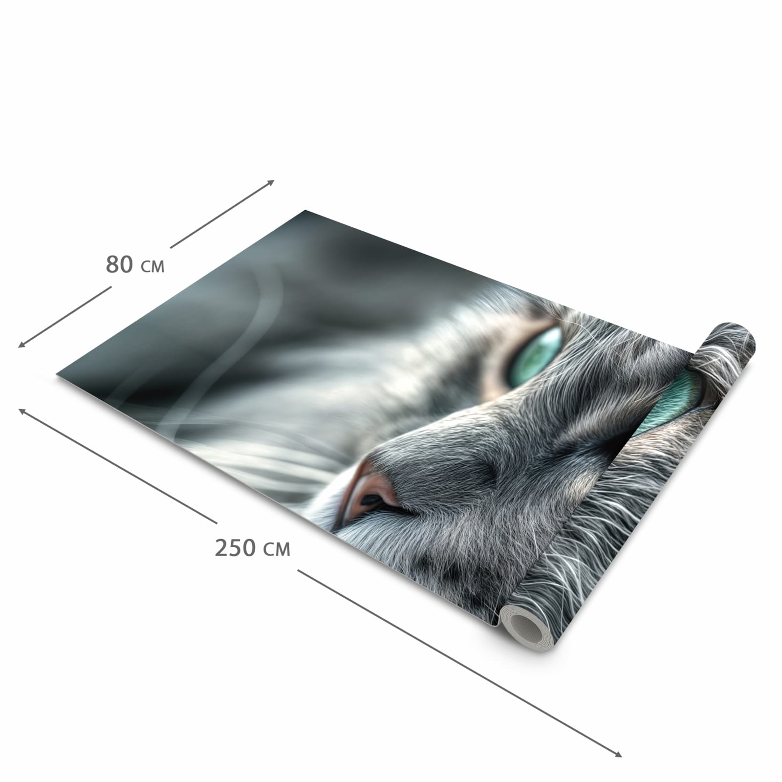 Strapazierfähiger Küchenteppich mit Motiv Katze von Nahaufnahme in der Grösse 90x180 cm