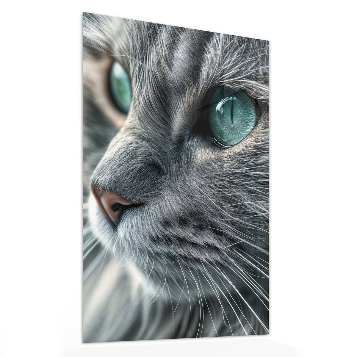 11 Größen – von 30 × 60 bis 60 × 150 cm – Wandbild - Katze mit Smaragdaugen - Hochformat