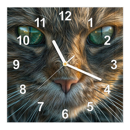 Wanduhr Quadratisch mit dem Motiv Getigerte Katze