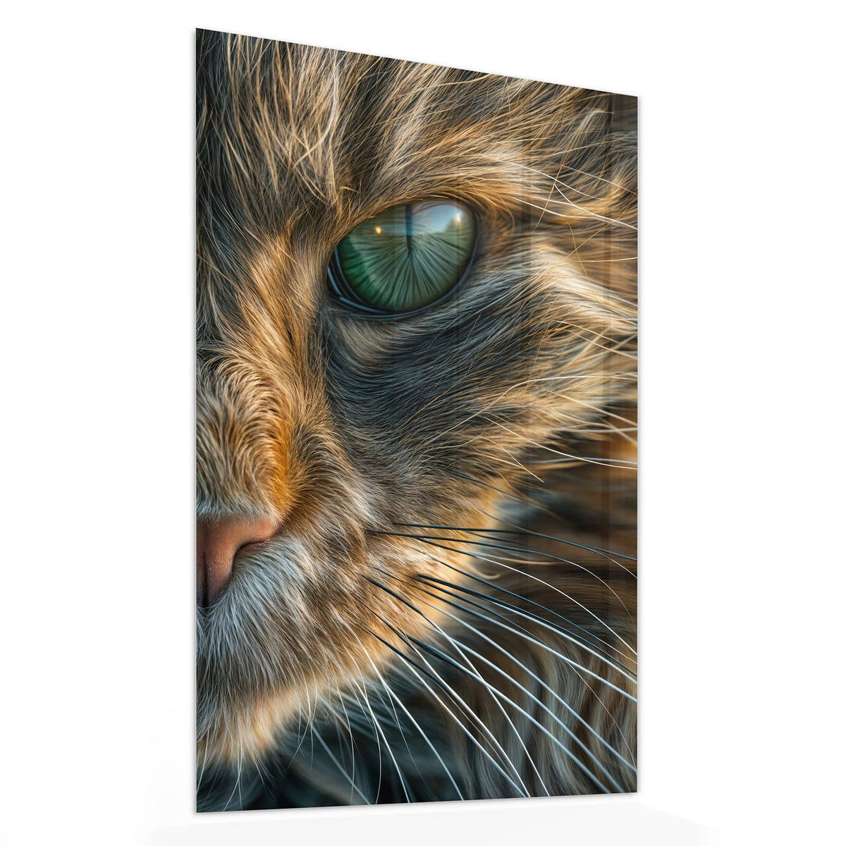 Glasbild Getigerte Katze von der Seite, 4 mm Echtglas