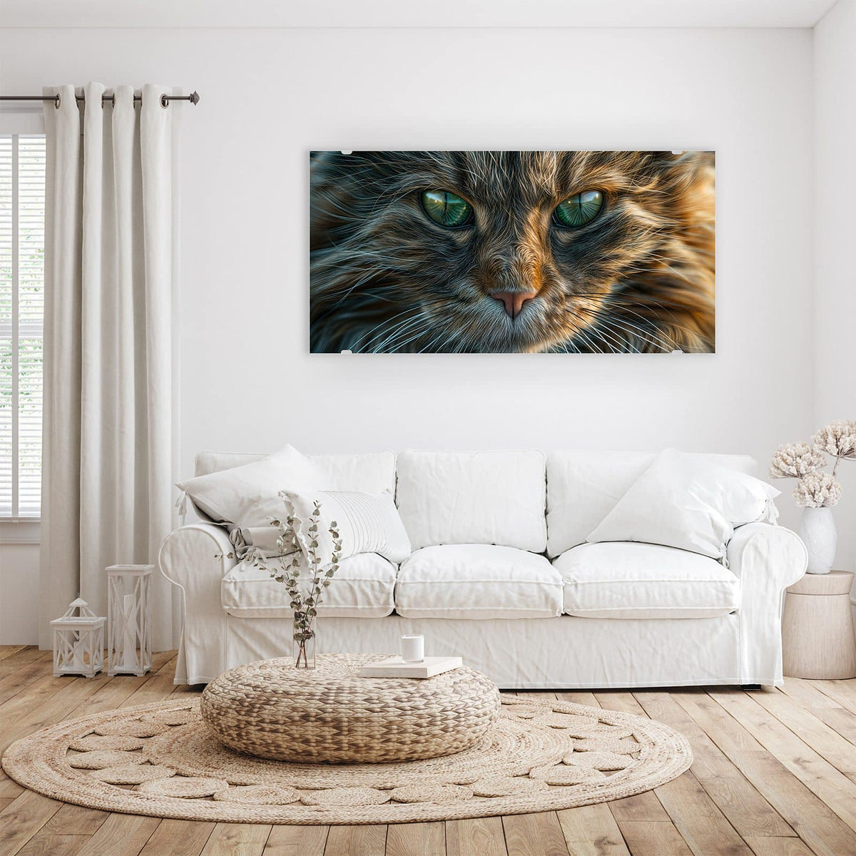 Aufhängung liegt bei – Motiv später wechselbar – Wandbild - Getigerte Katze - Querformat