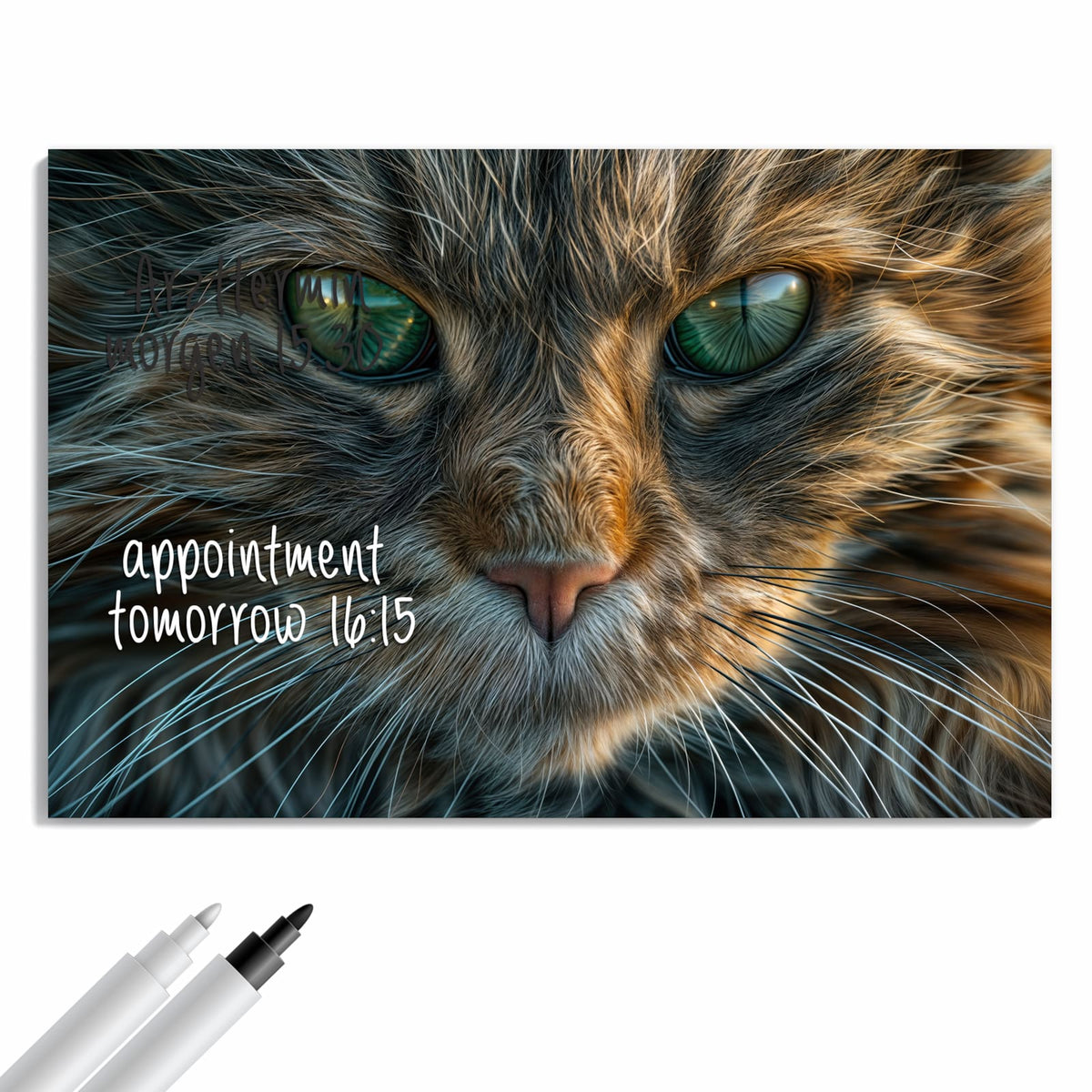 Beschreiben, abwischen, anheften – Metall Magnettafel - Getigerte Katze