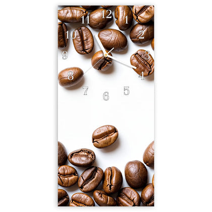 Wanduhr mit dem Motiv Kaffeebohnen auf Weiß