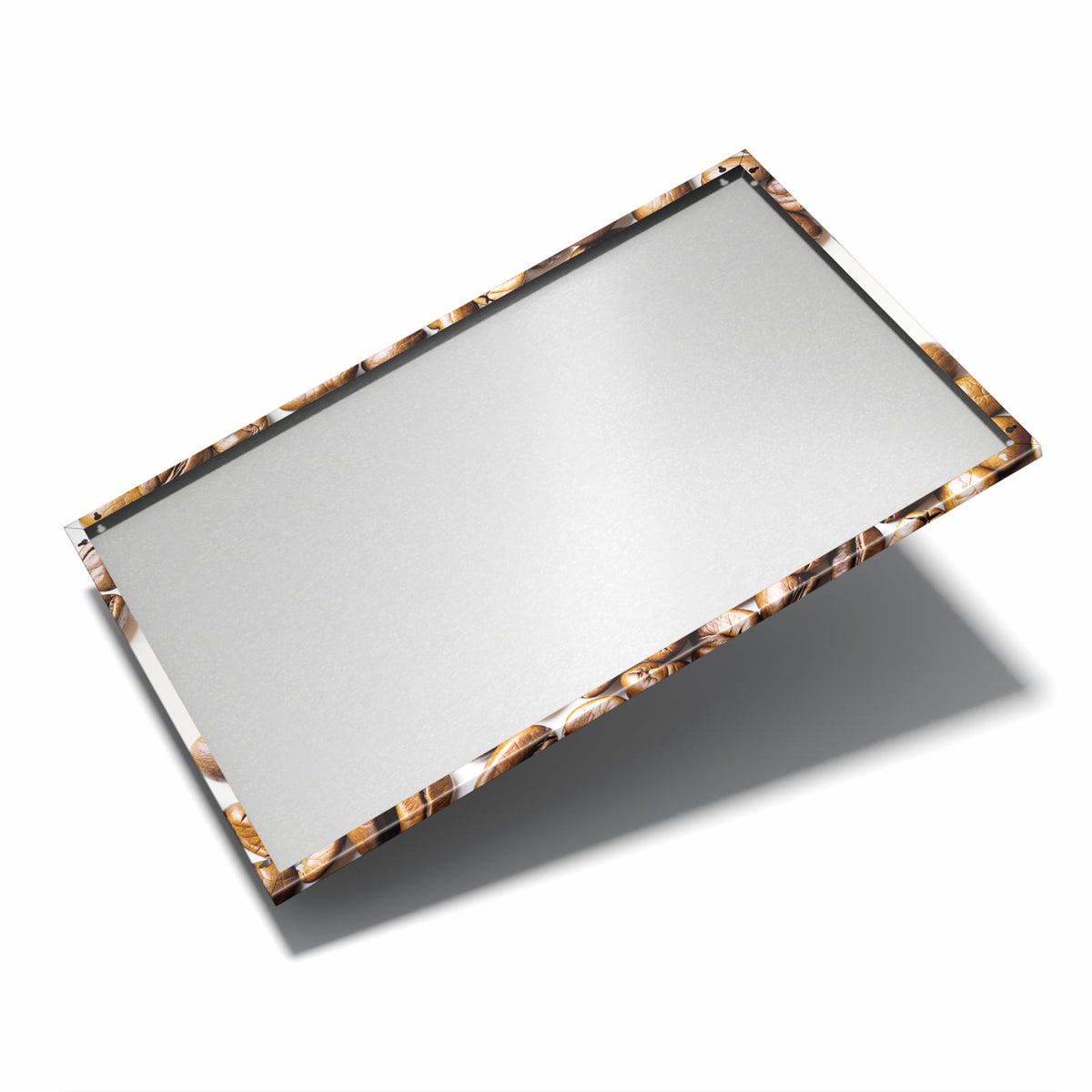 Nur 7 mm – liegt eng an der Wand – Metall Magnettafel - Kaffeebohnen auf Weiß