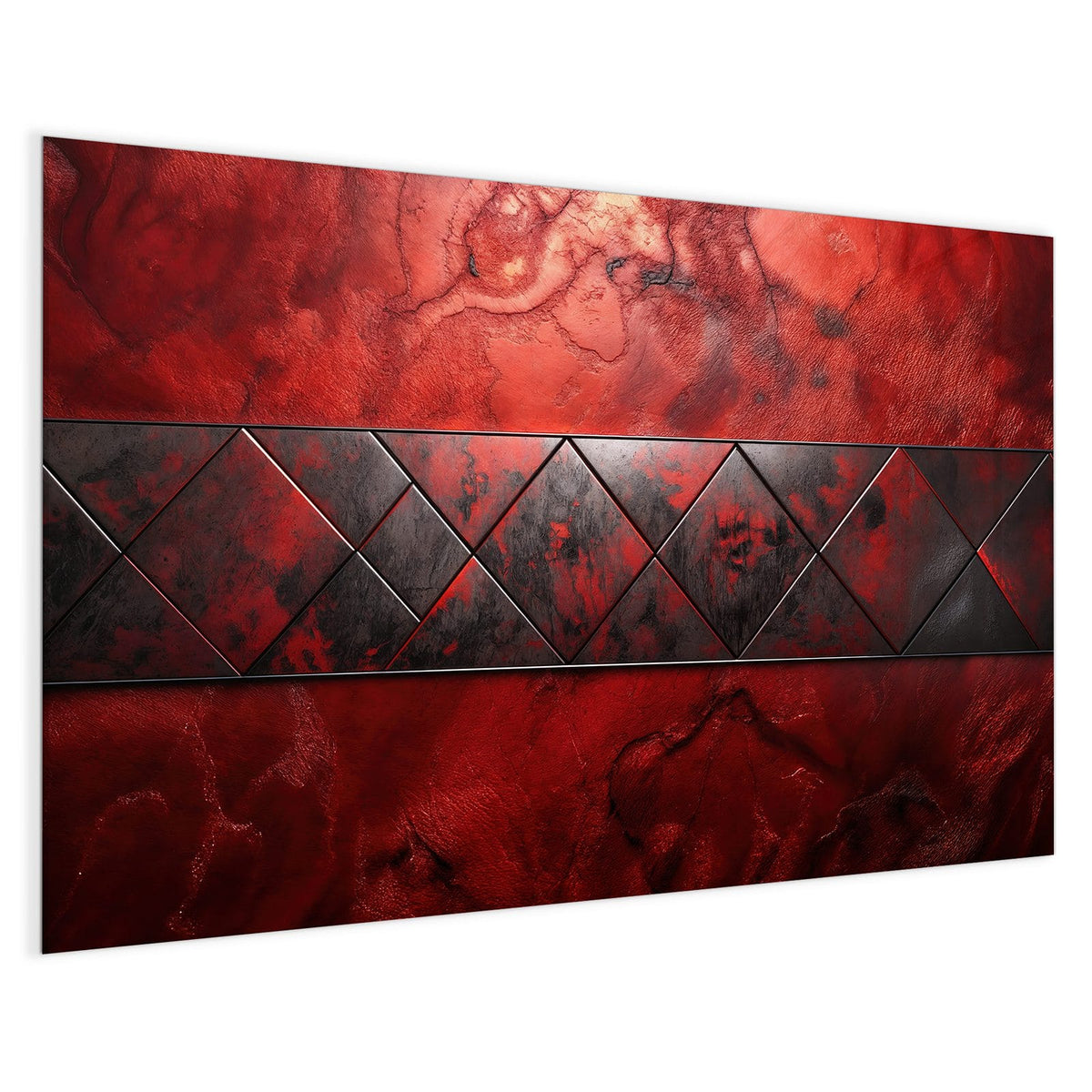 4 mm Glas statt lackiertem Blech – Magnettafel - Dreiecke auf Rotmarmor