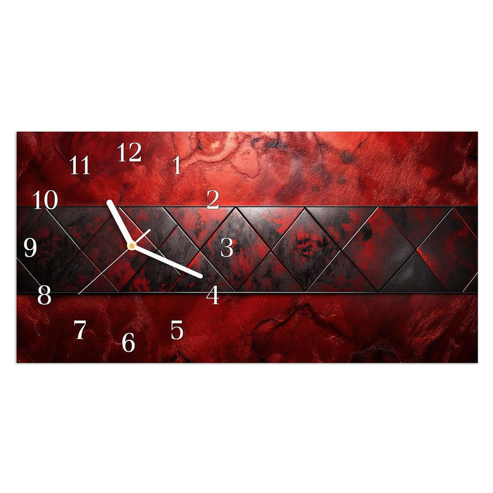Wanduhr Dunkle Muster Wand aus Glas – Querformat 60 × 30 cm mit Ziffernblatt Klassisch
