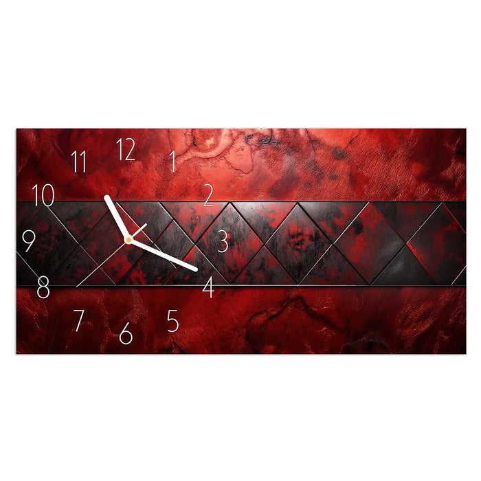 Wanduhr Dunkle Muster Wand aus Glas – Querformat 60 × 30 cm mit Ziffernblatt Elegant