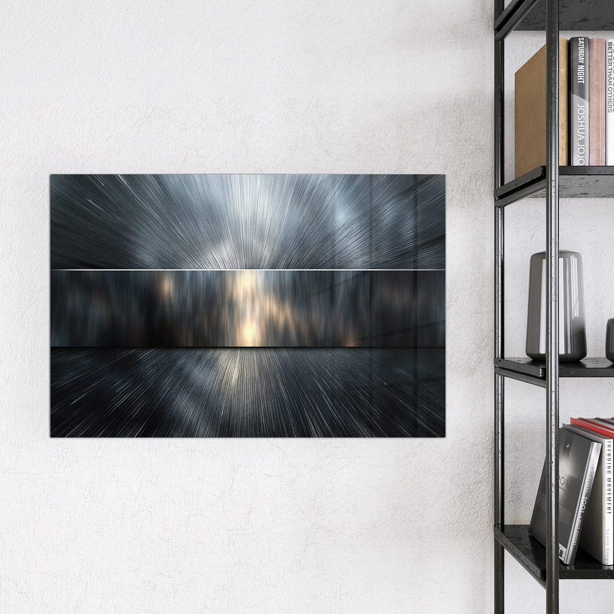 9 Größen – von 30 × 30 bis 120 × 90 cm – Magnettafel - Silberne Lichtstrahlen