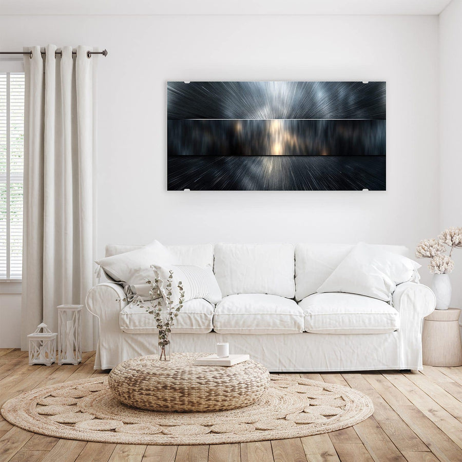 Maße Wandbild - Silberne Lichtstrahlen - Querformat