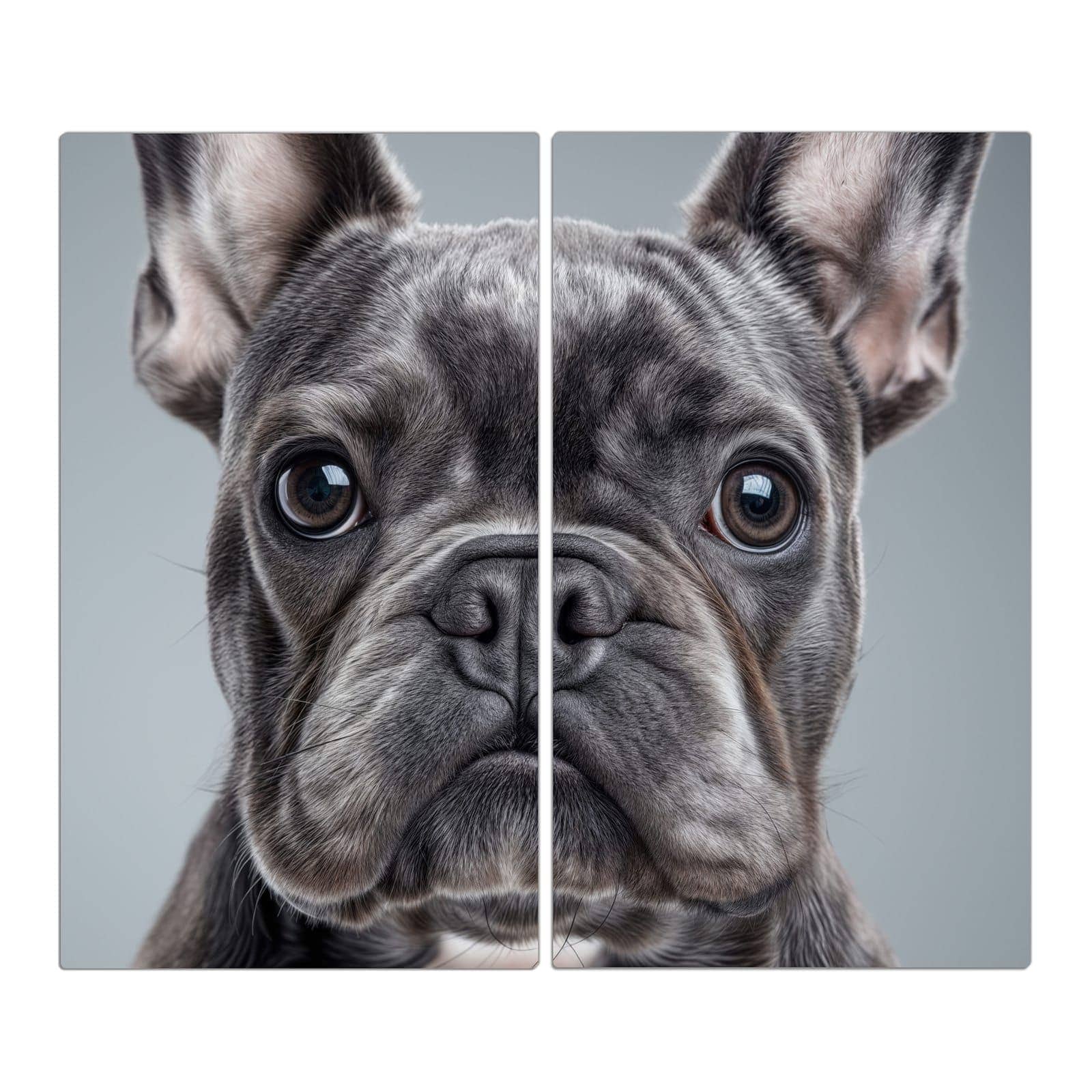 2-teilige Deckplatte aus Glas mit Französische & Bulldogge-Motiv in der Frontansicht #grösse_2-Teilig (60x52cm)