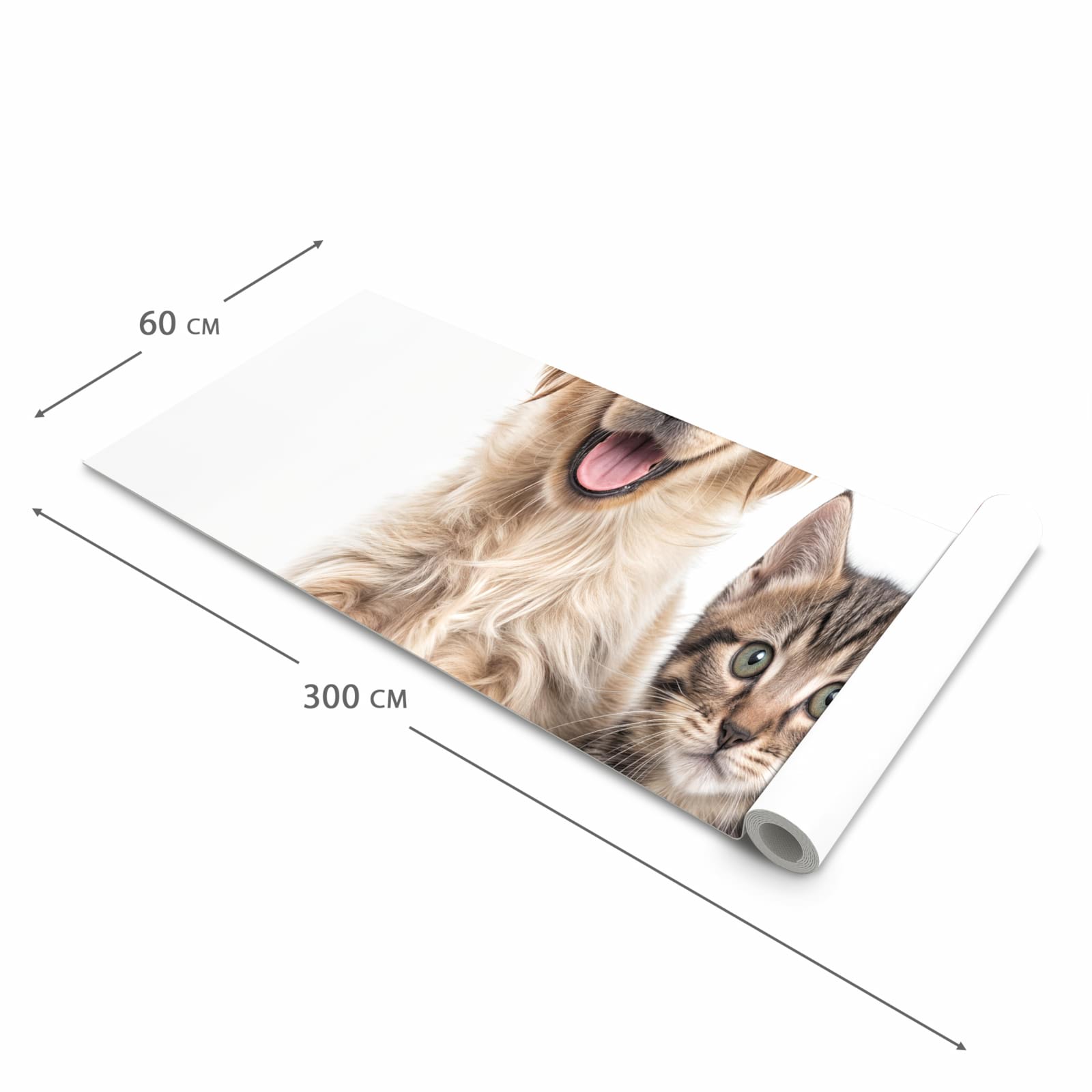 Waschbarer Küchenteppich mit Motiv Katze und Hund in der Größe 80x280 cm