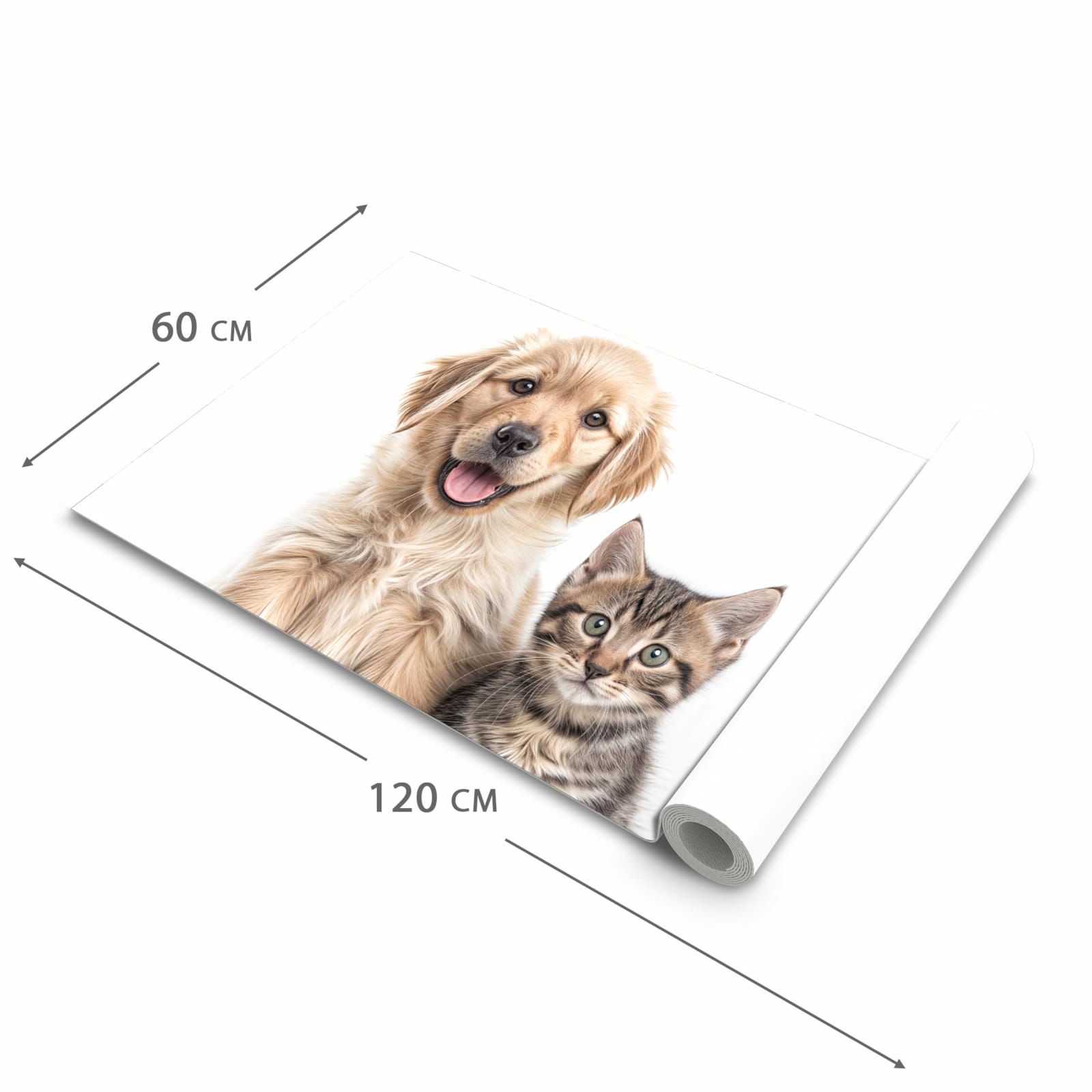 Waschbarer rutschfester Küchenläufer mit Motiv Katze und Hund in der Grösse 80x280 cm