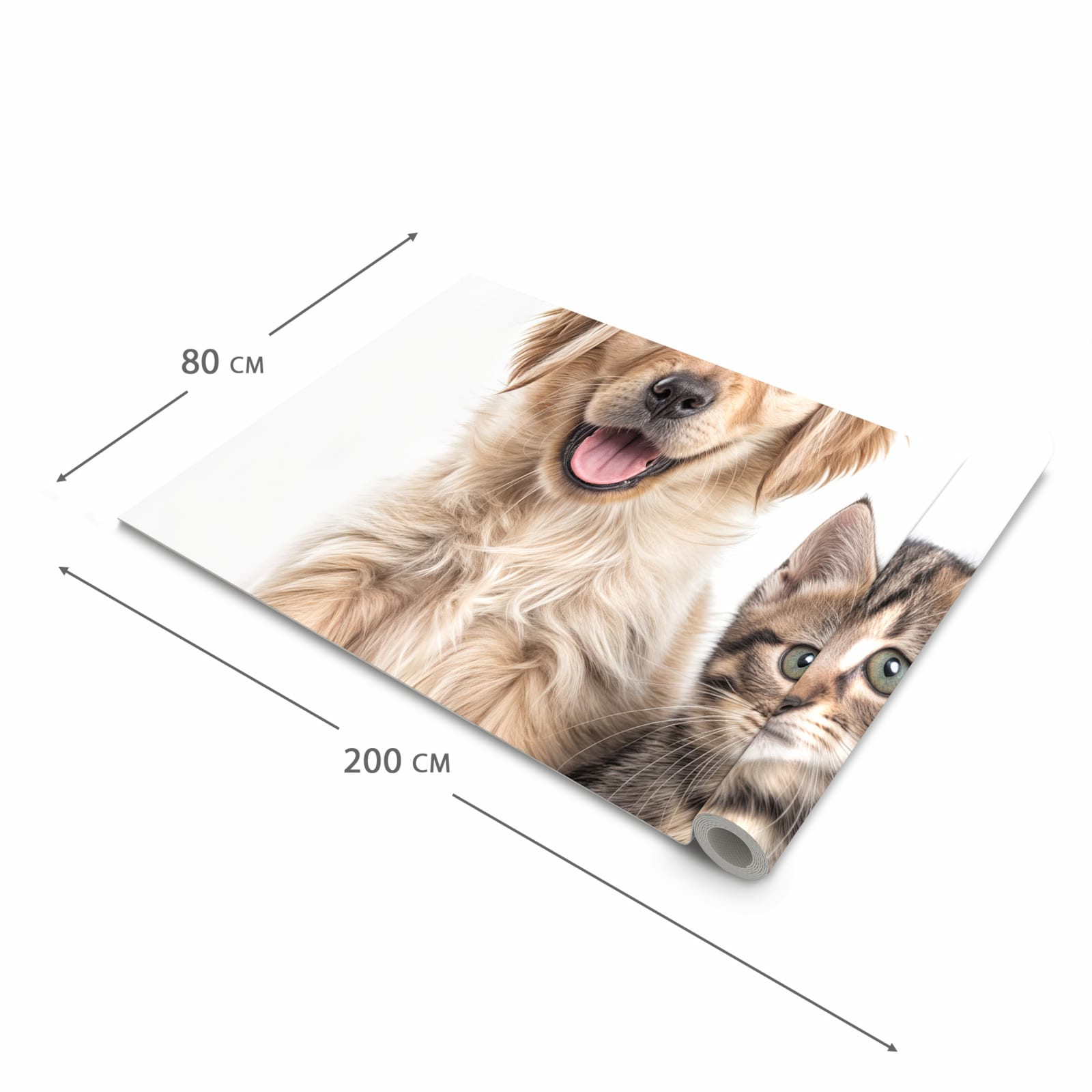 Rutschfester Küchenteppich mit Motiv Katze und Hund in der Grösse 80x280 cm